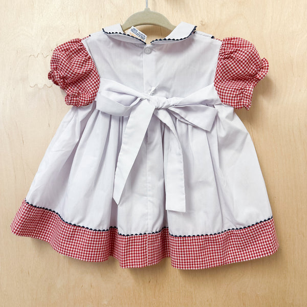 Vintage 1980s Gingham Pinafore Dress / 12M