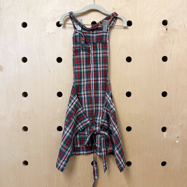 Vintage 1950s  Red Plaid Apron / Older Toddler - Big Kids