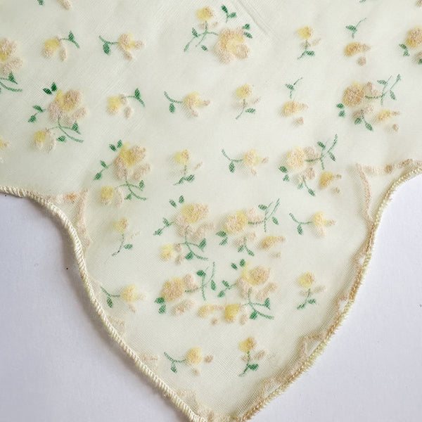 Vintage Hankie - Yellow Flocked