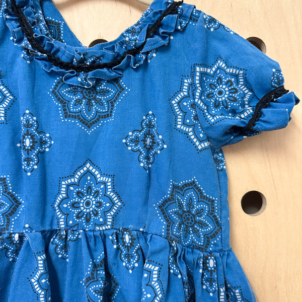 Vintage 1950s Blue Bandanna Print Dress / 2-3T