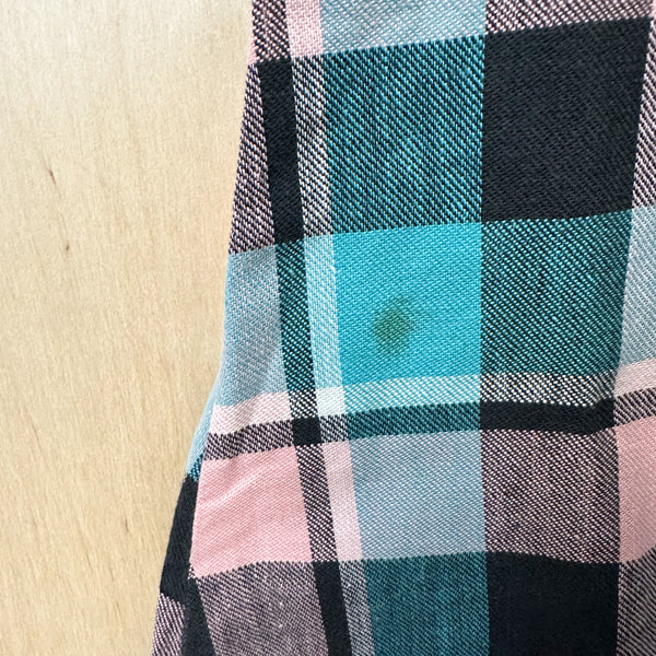 Vintage 1930-40s Pink and Teal Plaid Dress / 6-7yr