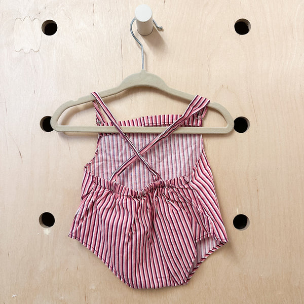 Vintage 1930s Striped Cotton Romper / 3-6M