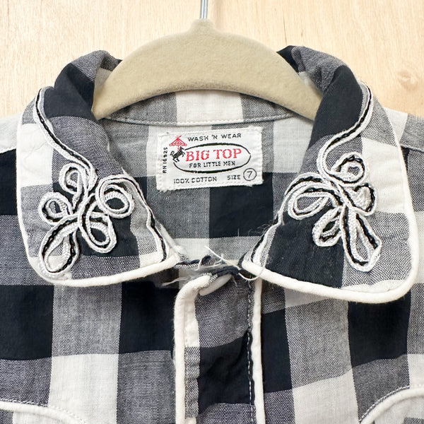 Vintage 1960s Checkered Western Shirt / 5T