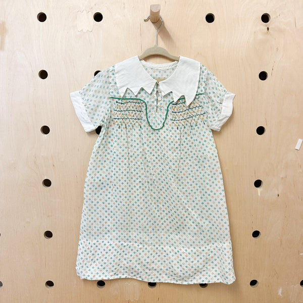 Vintage 1930's Sheer Cotton Deco Dress / 7-8yr