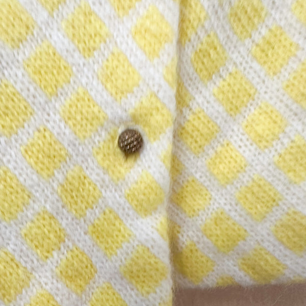 Vintage 1970s Yellow Check Cardigan / Coat // 6-12M