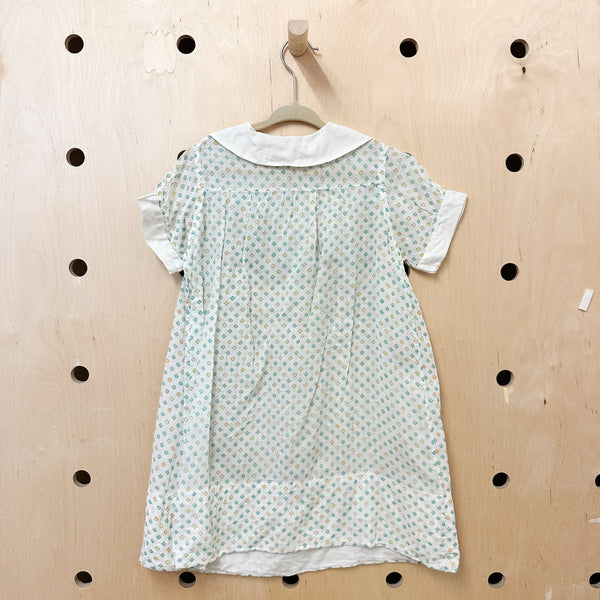 Vintage 1930's Sheer Cotton Deco Dress / 7-8yr