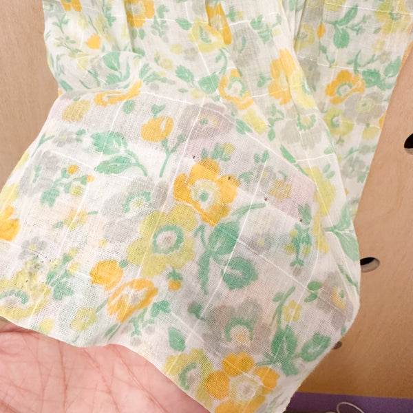 Vintage 1940s Smocked Sheer Floral / 3T