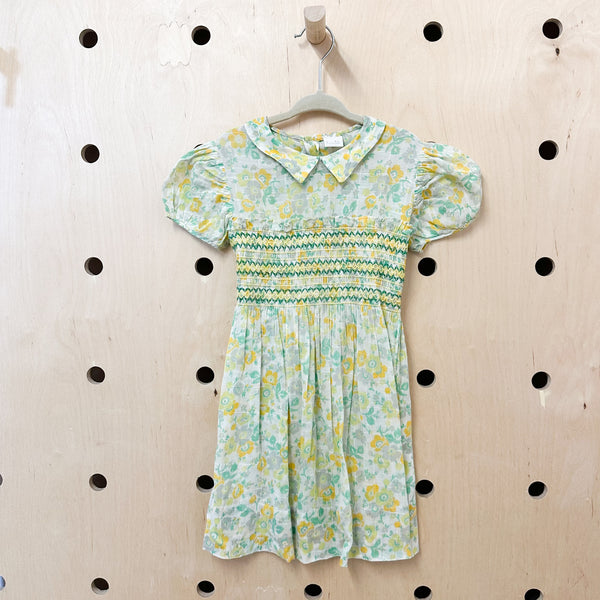 Vintage 1940s Smocked Sheer Floral / 3T
