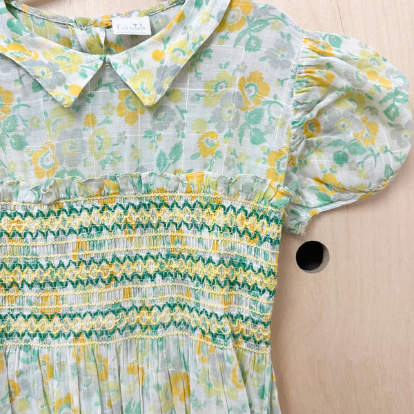 Vintage 1940s Smocked Sheer Floral / 3T