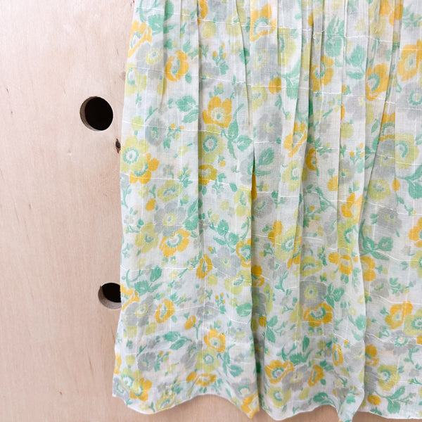 Vintage 1940s Smocked Sheer Floral / 3T