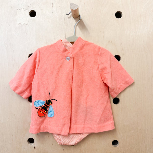 Vintage 1960s Orange Bee Swimsuit & Maching Jacket / 12-24M