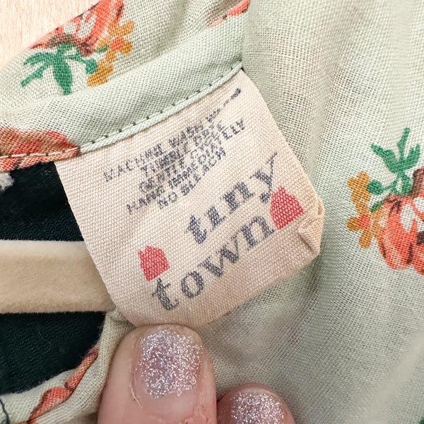 Vintage 1960s Mint & Dark Green Dress / 12yr