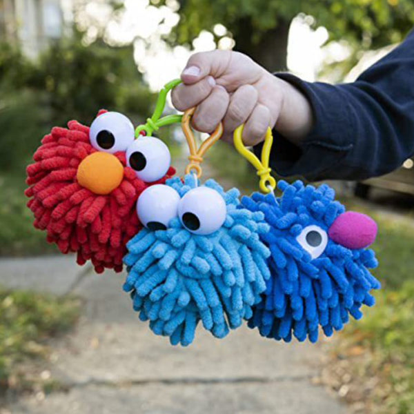Sesame Street Fuzzy Pom Backpack Clips