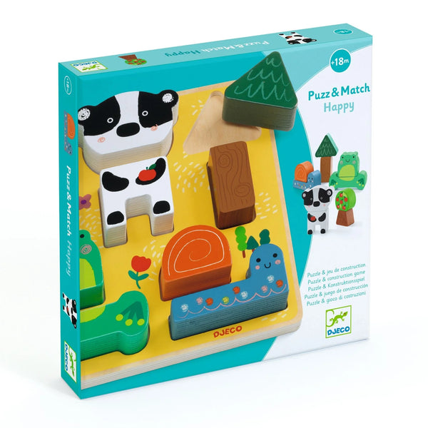 Puzz and Match Happy Wooden Puzzle by Djeco