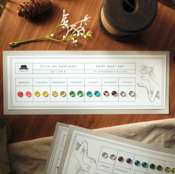 Days Of The Week Stick-On Earrings (several kinds)