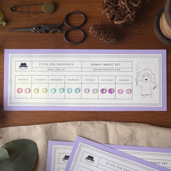 Days Of The Week Stick-On Earrings (several kinds)