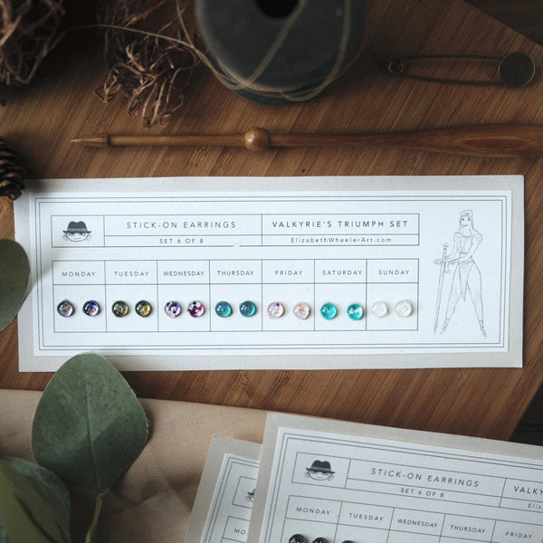 Days Of The Week Stick-On Earrings (several kinds)