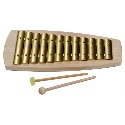 Auris Brass Diatonic Straight Glockenspiel w/ wooden & rubber mallets - 12 tones