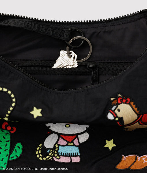 Baggu Medium Nylon Crescent Bag - Embroidered Hello Kitty Western