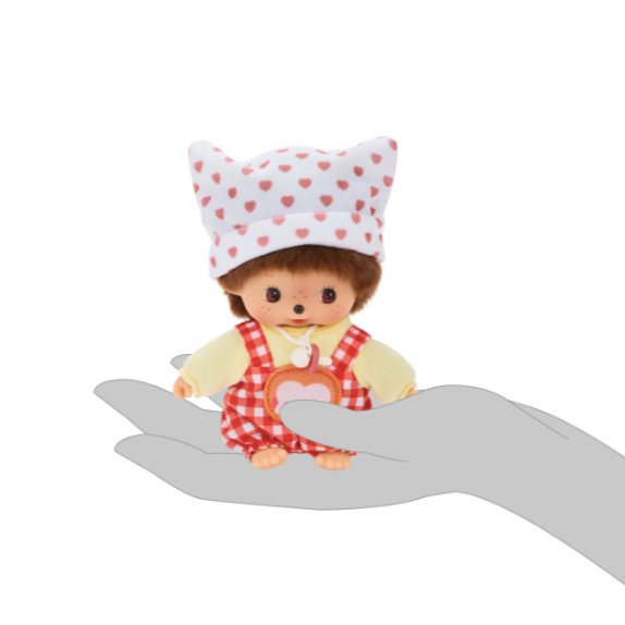 Hello Kitty x Monchhichi Bebichhichi with Overalls and Yellow Shirt