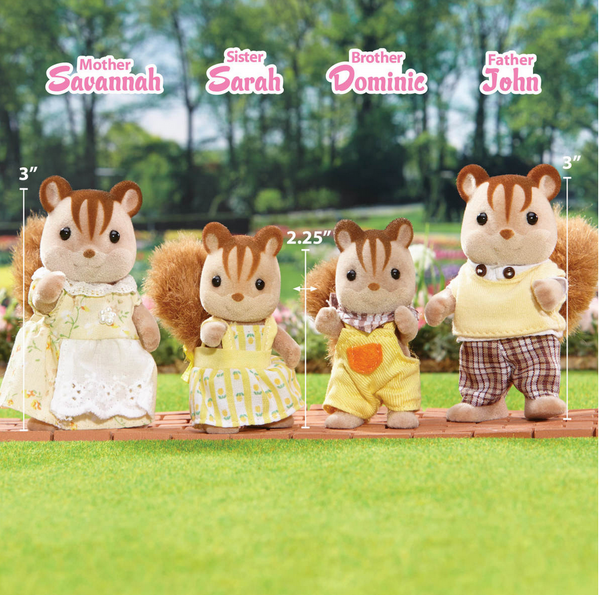 Calico Critters Walnut Squirrel (Hazelnut Chipmunk) Family