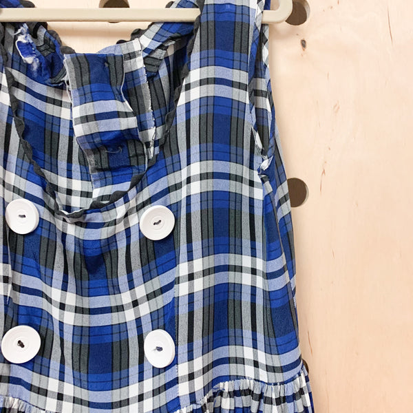 Vintage 1950s Blue Plaid Dress / 10x