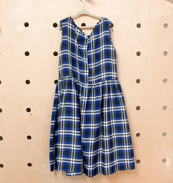 Vintage 1950s Blue Plaid Dress / 10x