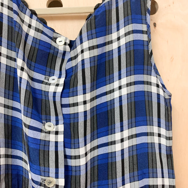 Vintage 1950s Blue Plaid Dress / 10x