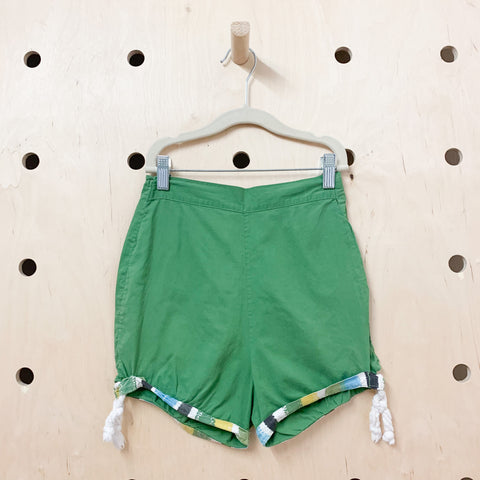 Vintage 1950s Green Summer Shorts / 12yr-14yr