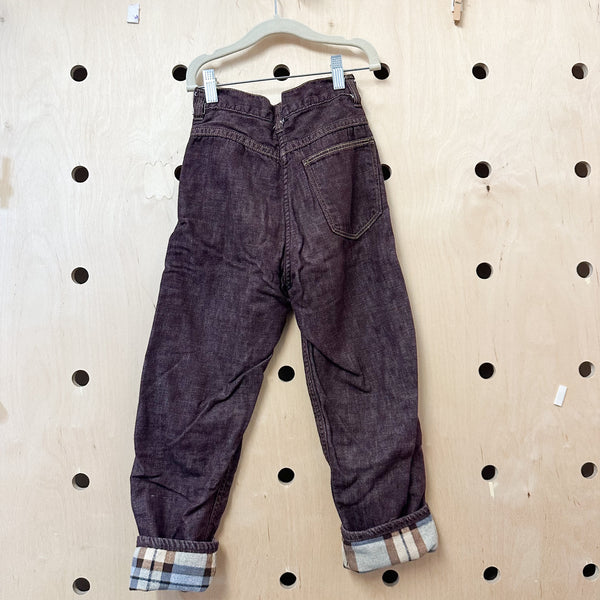 Vintage 1950s Brown Flannel Lined Jeans / 7-8yr