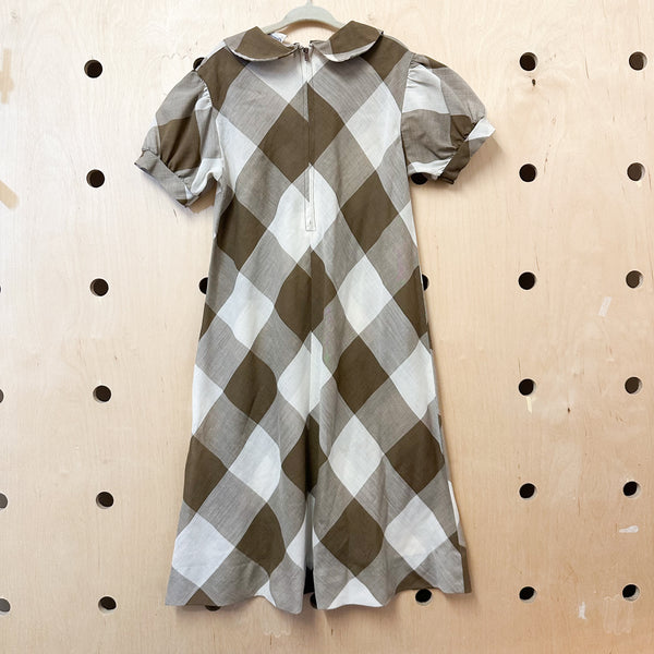 Vintage 1960s Big Check Dress / 12yr