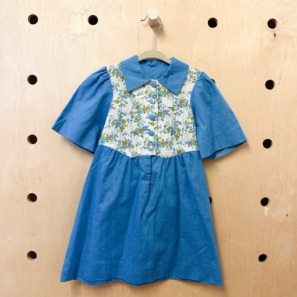 Vintage 1970s Blue Dress / 5T