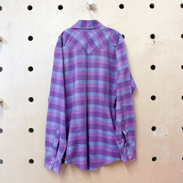 Vintage 1970s Purple Plaid Shirt / 14-16yr
