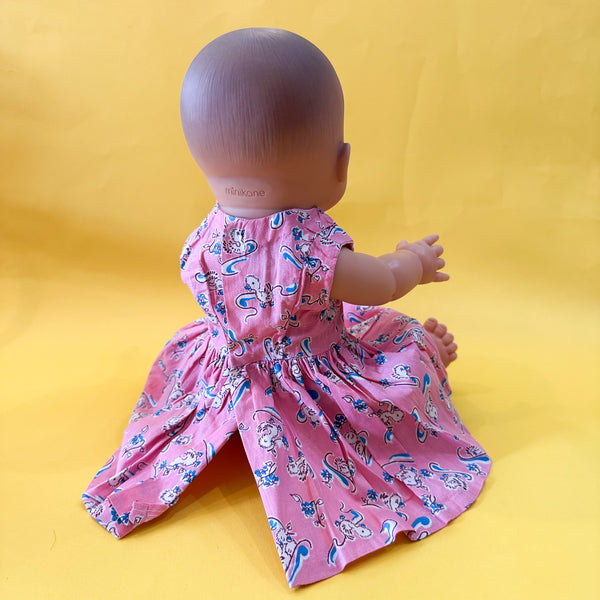 Vintage 1940s Duck Print Doll Dress (fits Gordis doll)