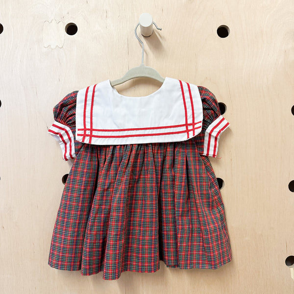 Vintage 1970s Red Sailor Dress / 12M