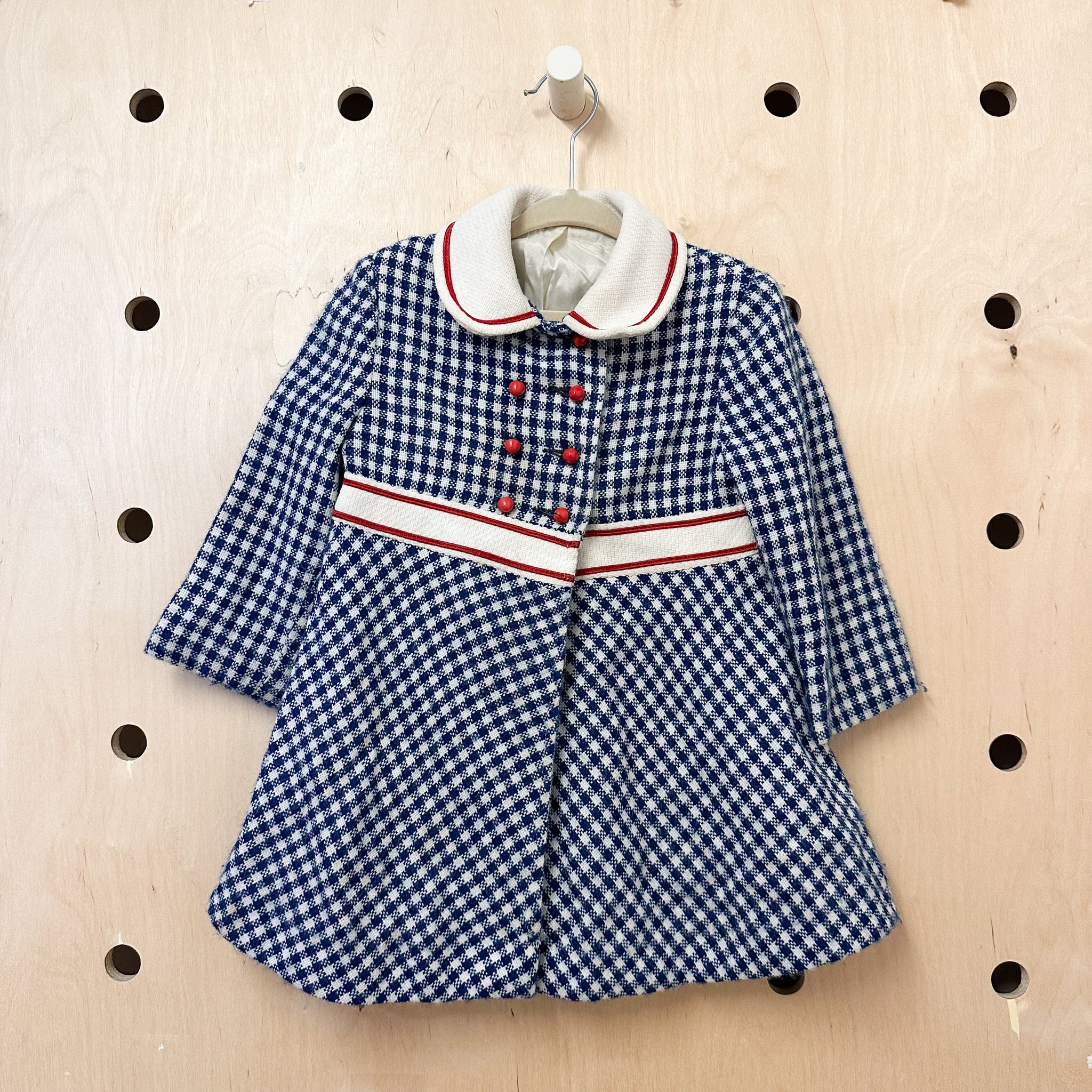 Vintage 1960s Gingham Tweed Coat / 4T