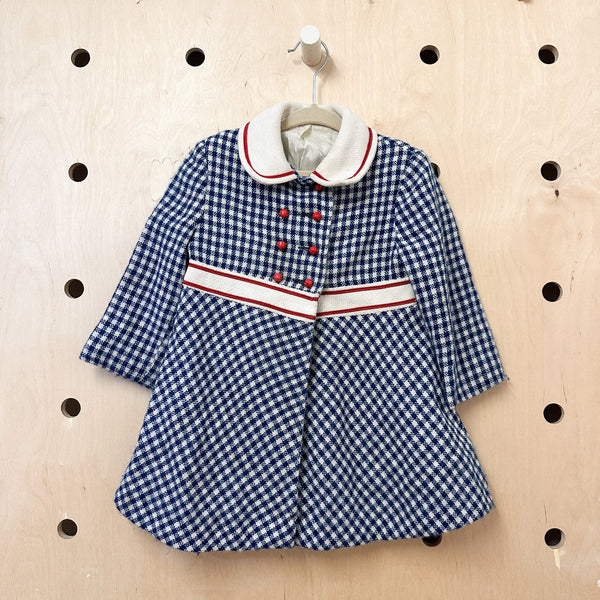 Vintage 1960s Gingham Tweed Coat / 4T