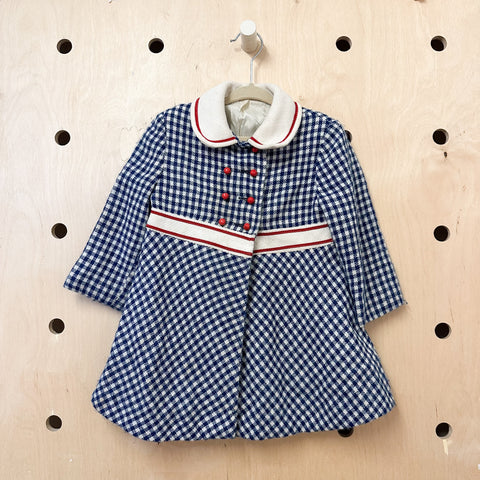 Vintage 1960s Gingham Tweed Coat / 4T