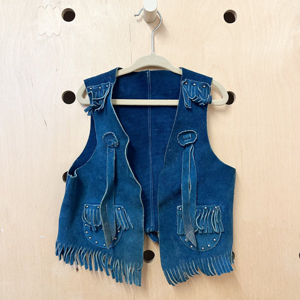 Vintage 1970s Teal Suede Vest / 4T