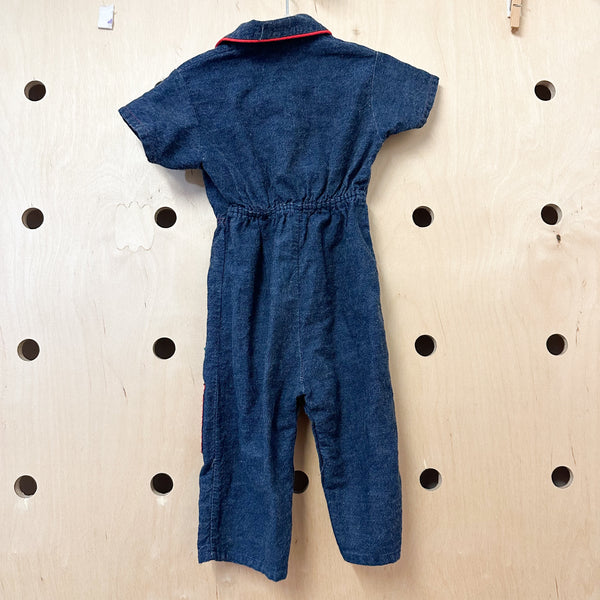 Vintage 1960s Patchwork Denim Jumpsuit / 18M-24M