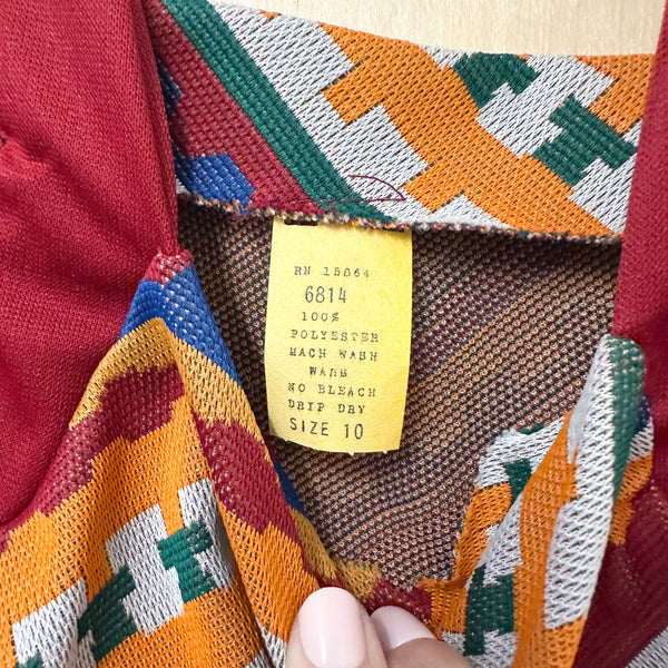 Vintage 1970s Maroon Knit Dress / 10yr