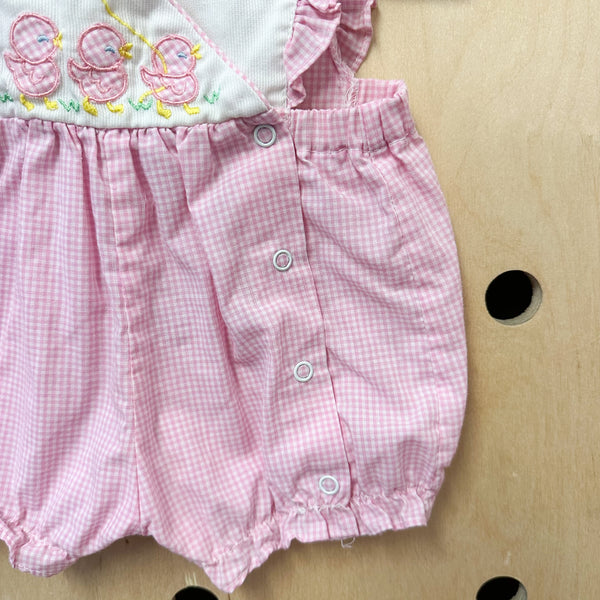 Vintage 1980's Pink Chick Romper / 3-6M