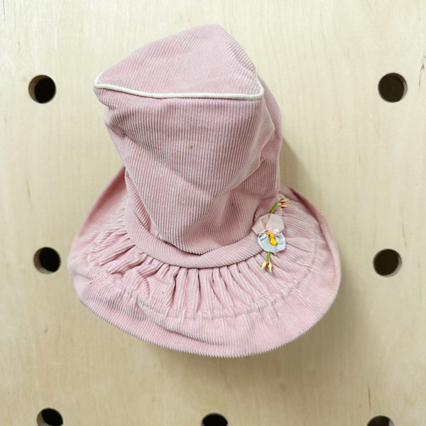 Vintage 1930s Pink Corduroy Bonnet Hat / baby