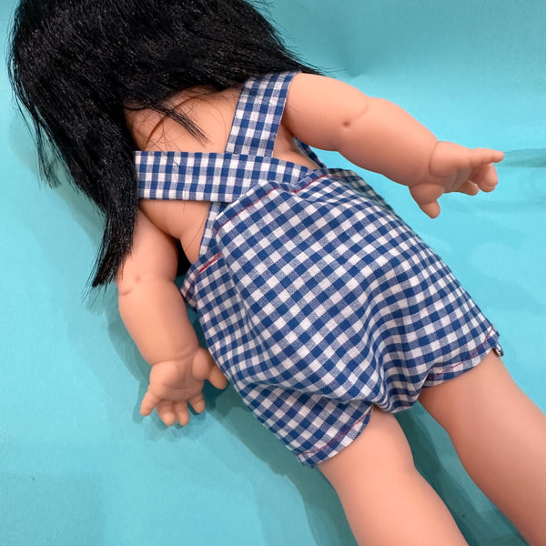 Vintage Doll Blue Gingham Romper / fits Minikane Gordis Doll