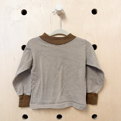 Vintage 1970s Brown Striped Long Sleeve Tee / 12M