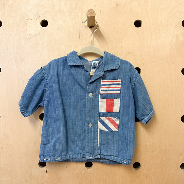 Vintage 1950s Flag Shirt / 4-5T