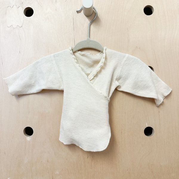 Vintage Cream Wool Wrap Top / 0-3M