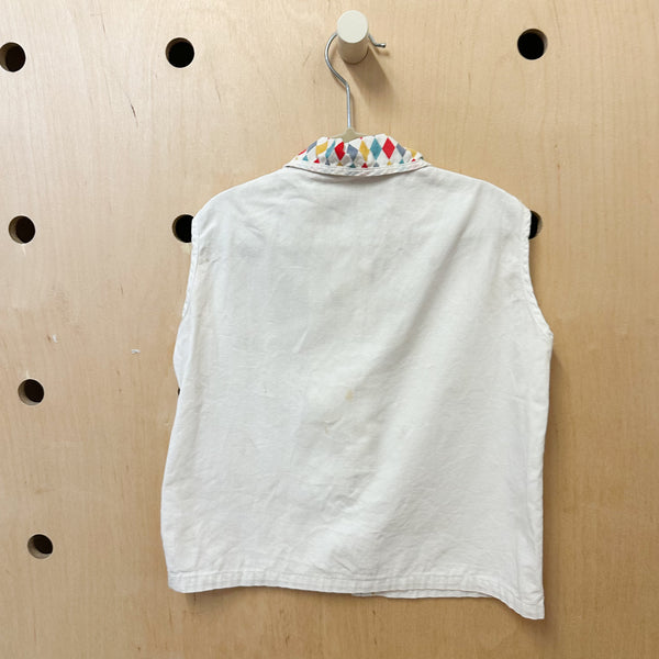 Vintage 1950s Harlequin Blouse / 6-7yr