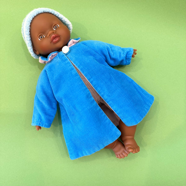 Vintage 1950s Blue Corduroy Doll Coat (fits Soft Body doll)