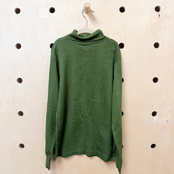 Vintage 1970s Moss Green Turtleneck Top / 12-14yr